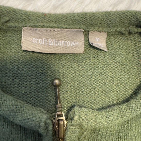 Croft and Barrow Green Holiday Cardigan with Snowman Design - Picture 5 of 8
